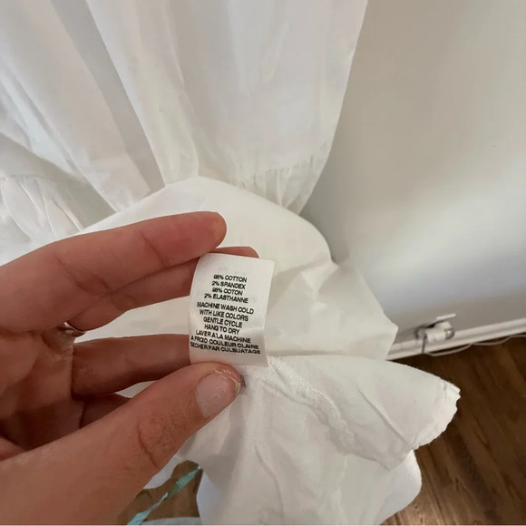 Amadi Cordelia Anthropologie White Crisp Puff Sleeve Tiered Midi Dress XS 1554 - Picture 7 of 13